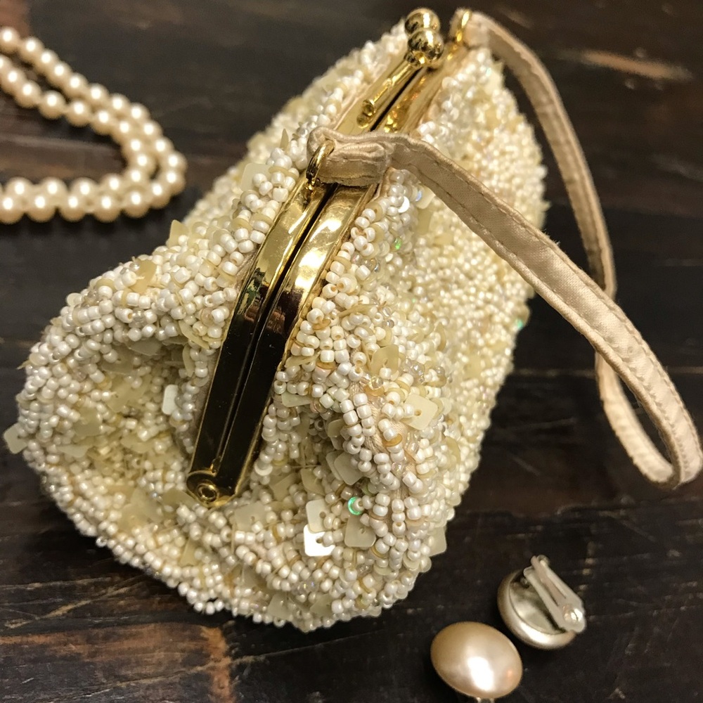 Elegant Beaded Clutch with Gold Accents